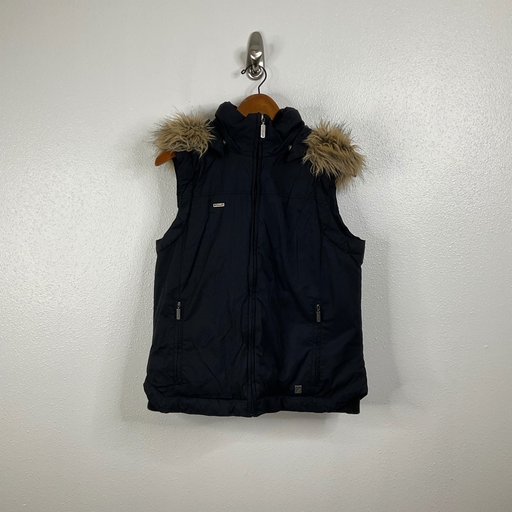 Columbia‎ XCO Black Down Feather Filled Puffer Vest with Hood Size Large